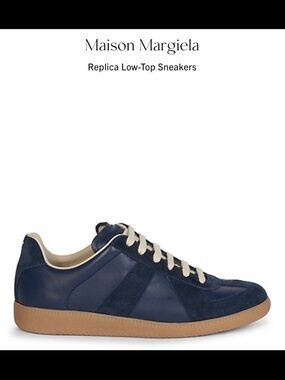 Maison Martin Margiela Navy and Cream Low-Top Sneakers